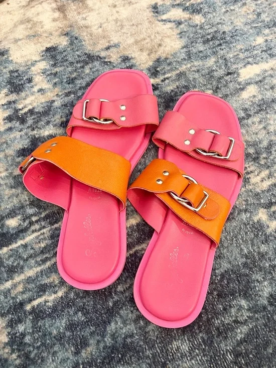 Seychelles Admire Me Pink Orange Double Buckle Sandals 7 - Picture 5 of 7